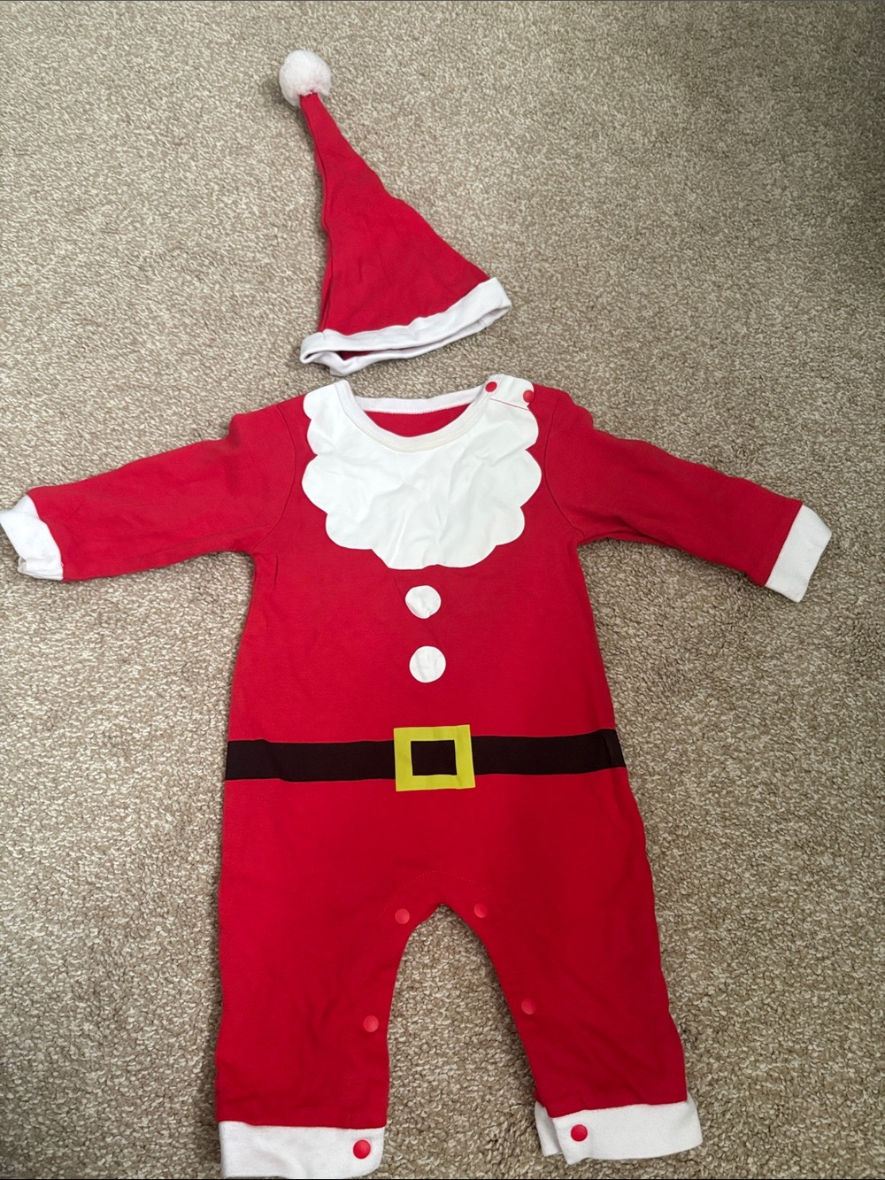 Baby Santa One-Piece Costume with Hat - Red